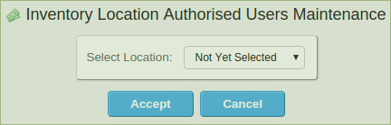 Inventory Authorised Users Maintenance